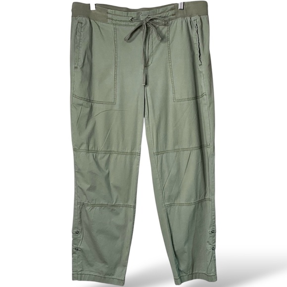 LORD & TAYLOR Woman Cotton Sage Green Convertible Pull On Casual Pants US Sz 1X - Picture 1 of 10